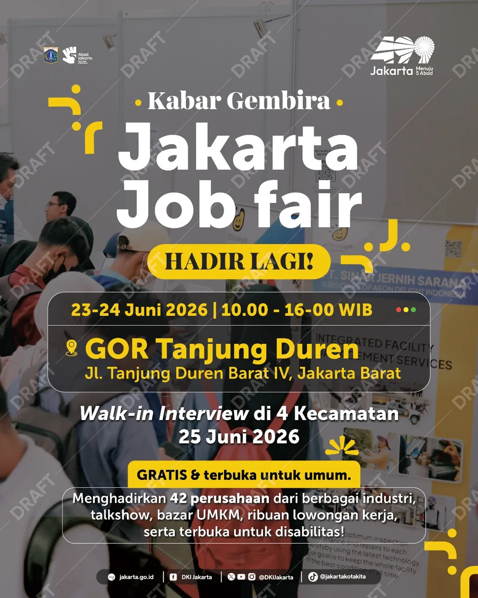 Job Fair Kabupaten Purwakarta 2026 (Suku Dinas TKTE Wilayah Kabupaten Purwakarta Barat) : 23-24 Juni 2026